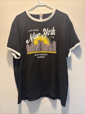 Live From New York Black Ringer Tee - Saturday Night Graphic